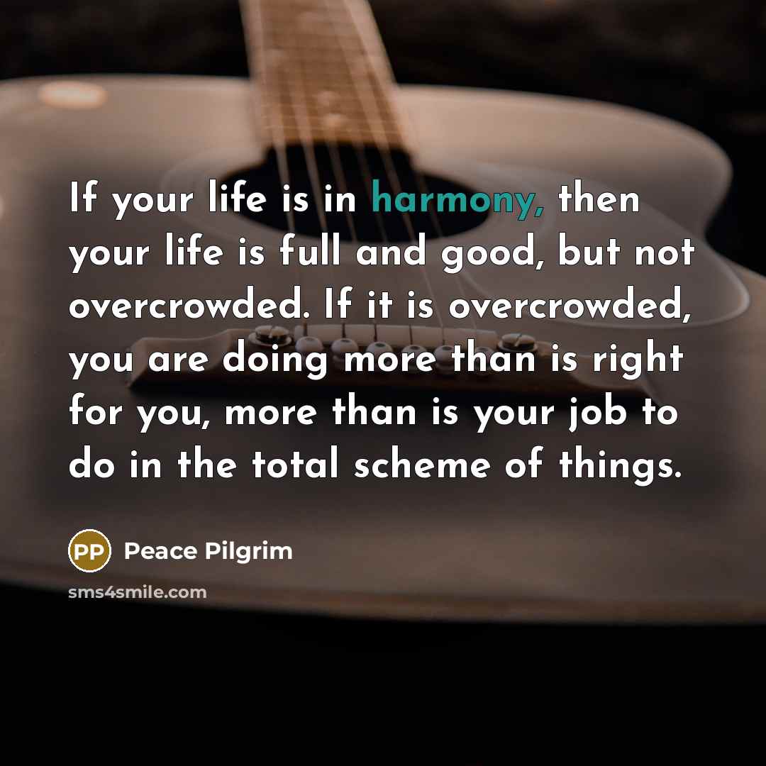 “If your life is in harmony, then your life is…” quote by Peace Pilgrim