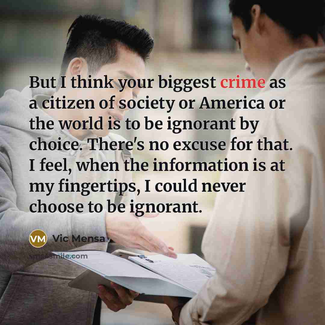 “But I think your biggest crime as a citizen of…” quote by Vic Mensa