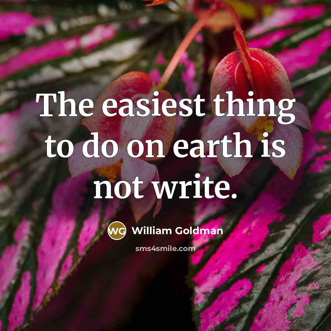 “The easiest thing to do on earth is not write.…” quote by William Goldman