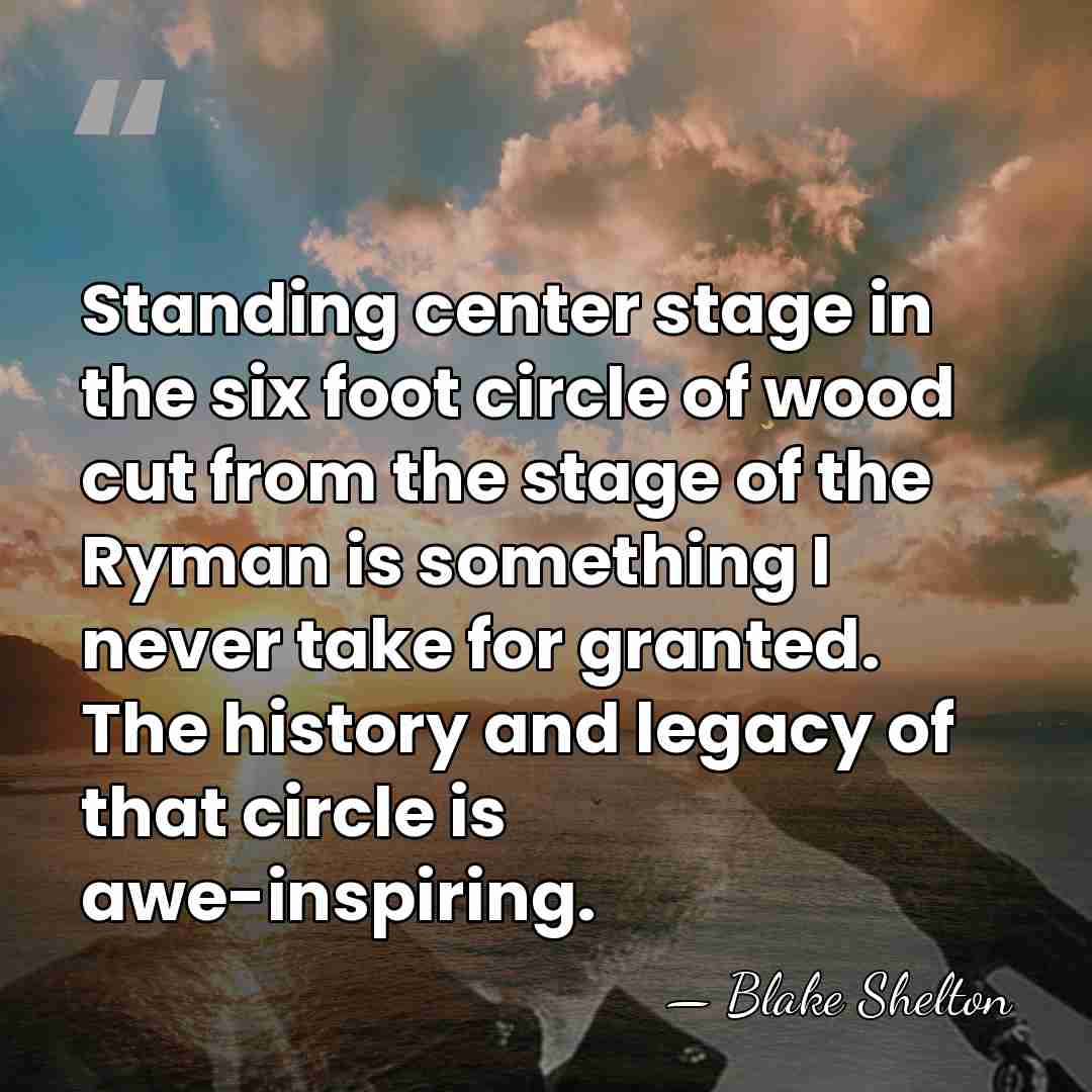 Standing center stage in the six foot circle of wood cut from&hellip; - Blake Shelton