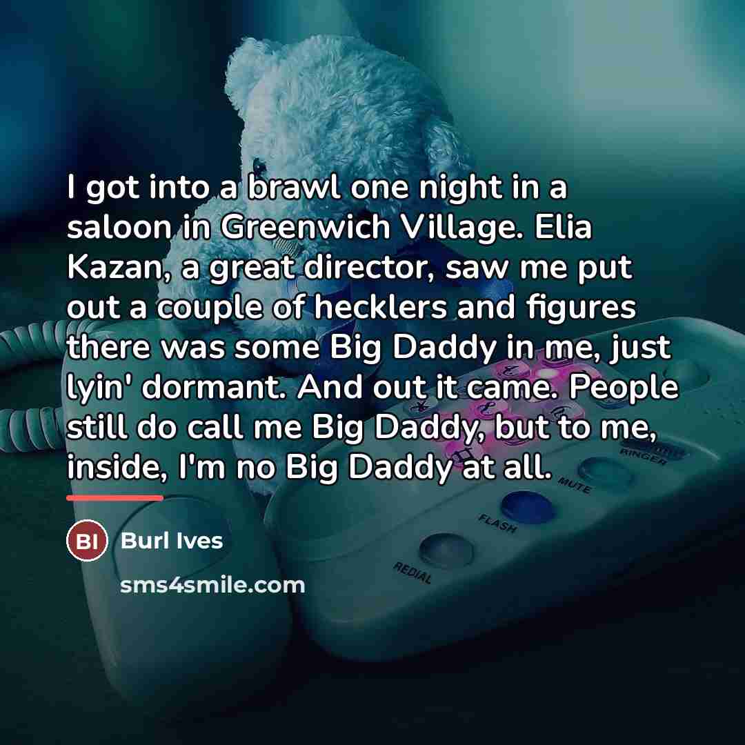 “I got into a brawl one night in a saloon…” quote by Burl Ives