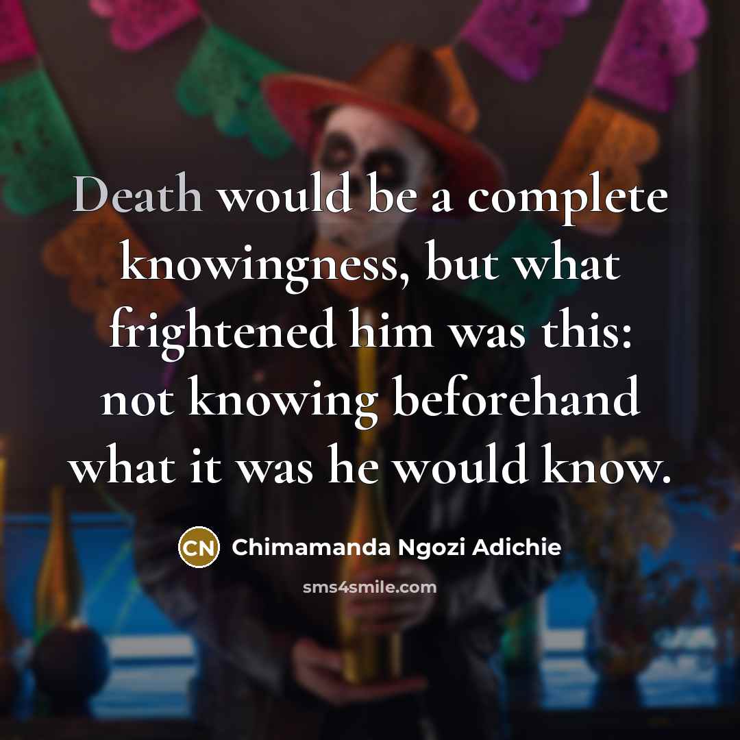 “Death would be a complete knowingness, but what frightened him…” quote by Chimamanda Ngozi Adichie