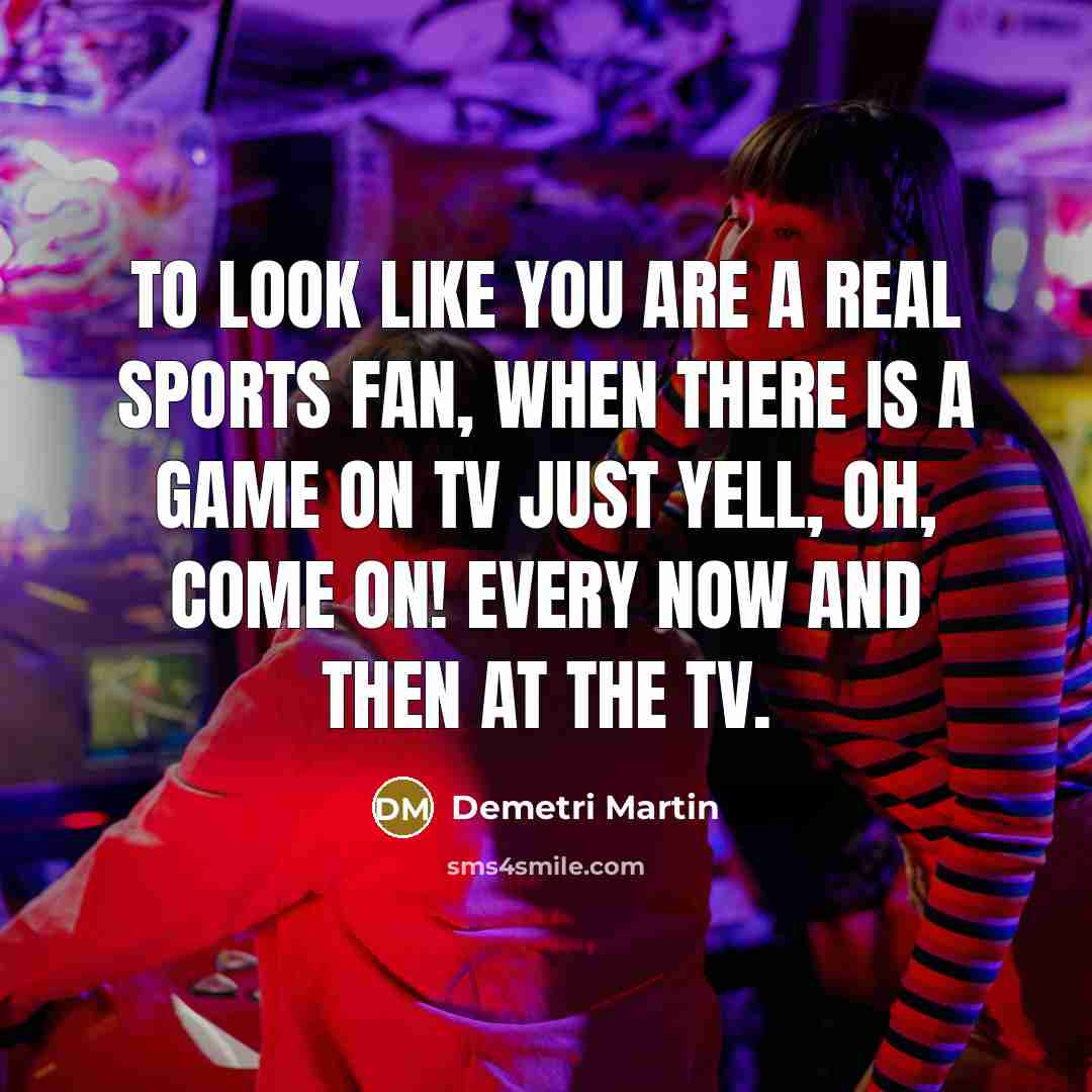 “To look like you are a real sports fan, when…” quote by Demetri Martin