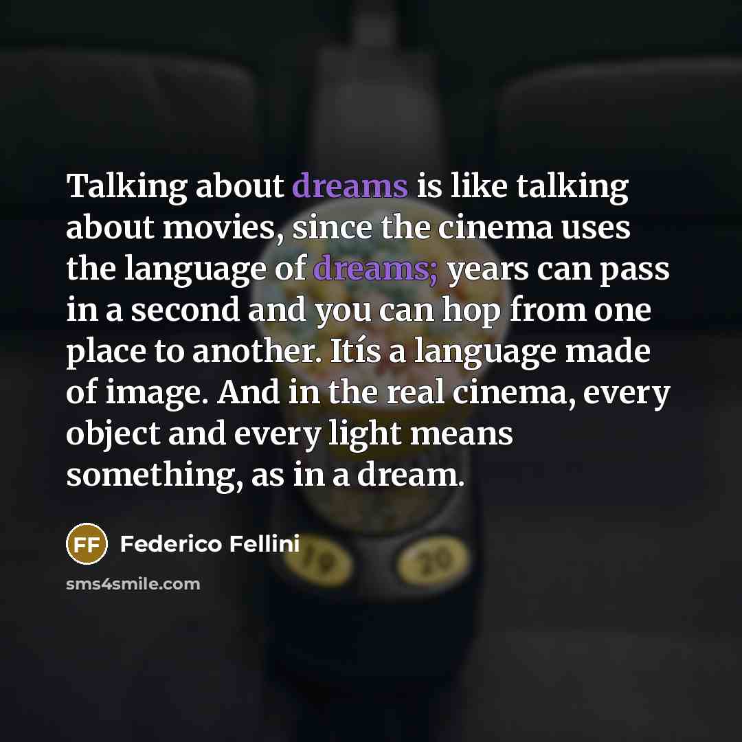 “Talking about dreams is like talking about movies, since the…” quote by Federico Fellini