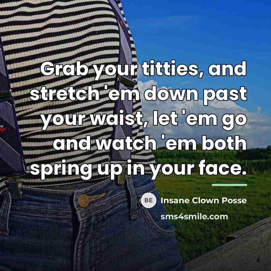 “Grab your titties, and stretch 'em down past your waist,…” quote by Insane Clown Posse