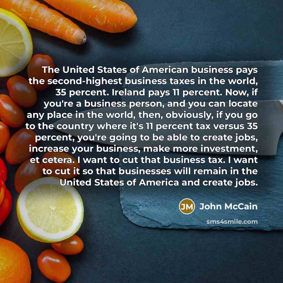 “The United States of American business pays the second-highest business…” quote by John McCain