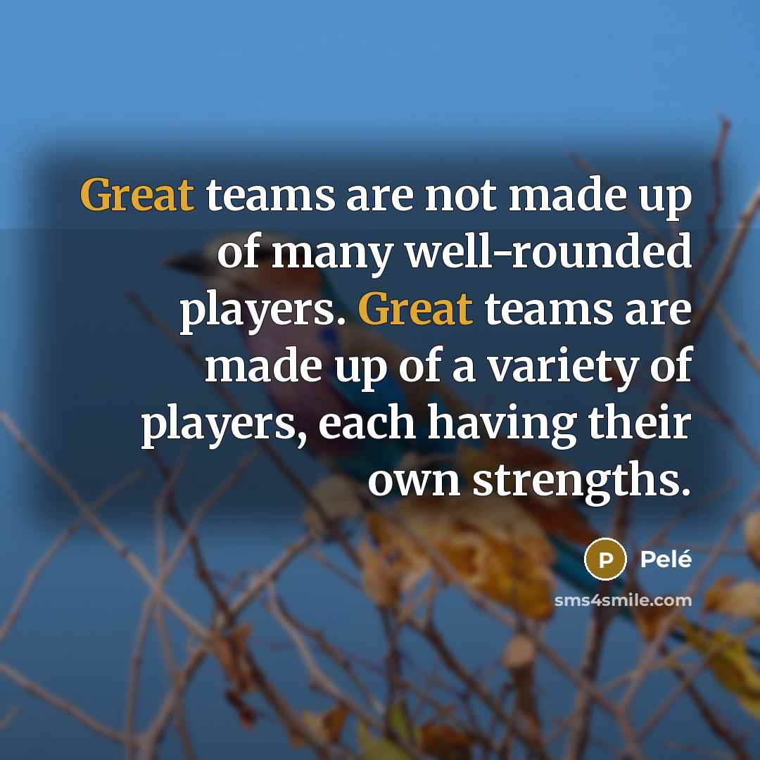 “Great teams are not made up of many well-rounded players.…” quote by Pele