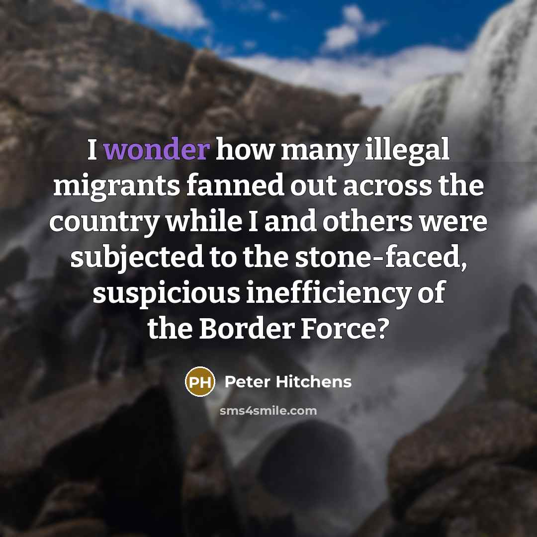 “I wonder how many illegal migrants fanned out across the…” quote by Peter Hitchens