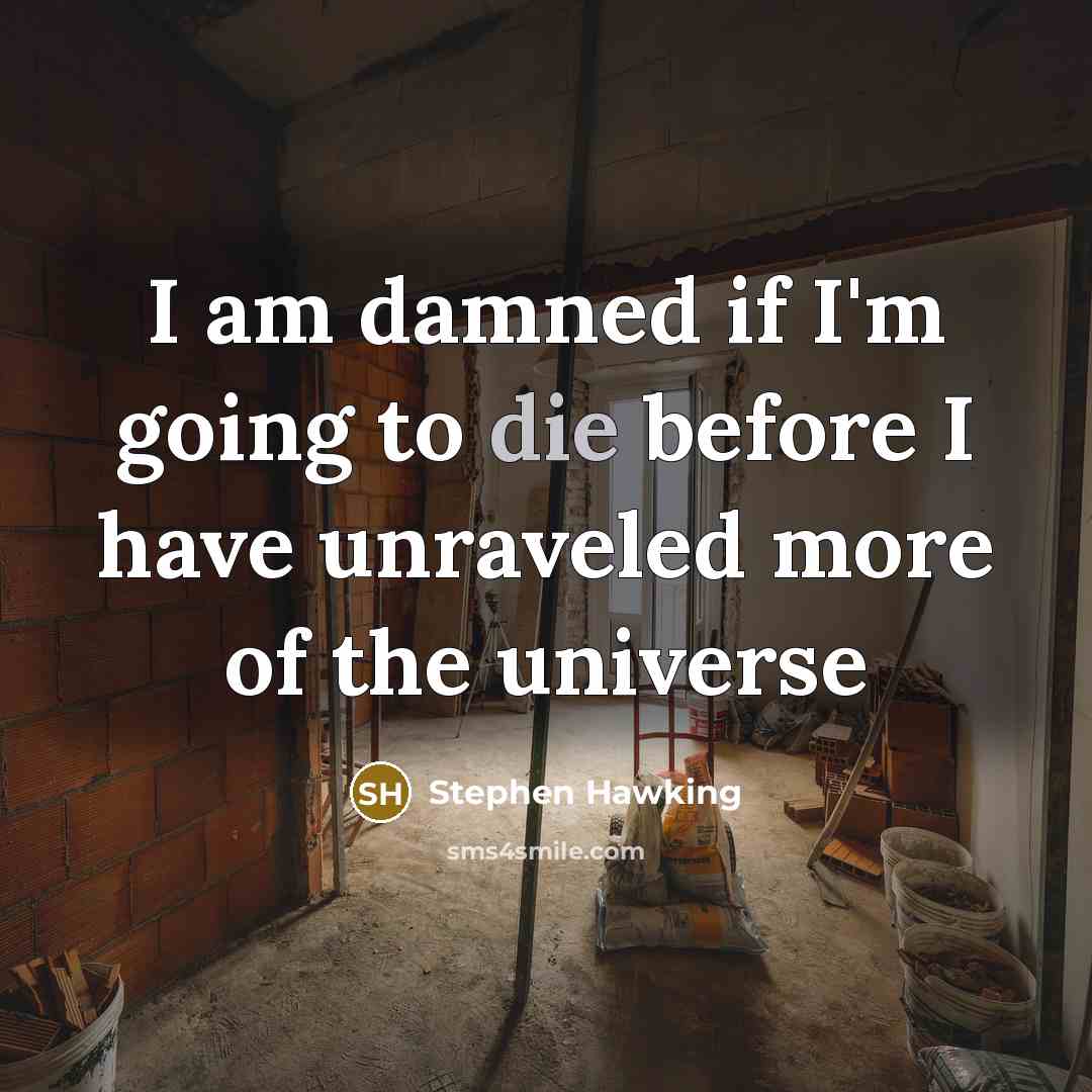 “I am damned if I'm going to die before I have unraveled more of the universe” quote by Stephen Hawking