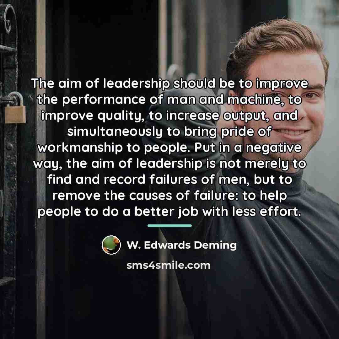 “The aim of leadership should be to improve the performance…” quote by W. Edwards Deming