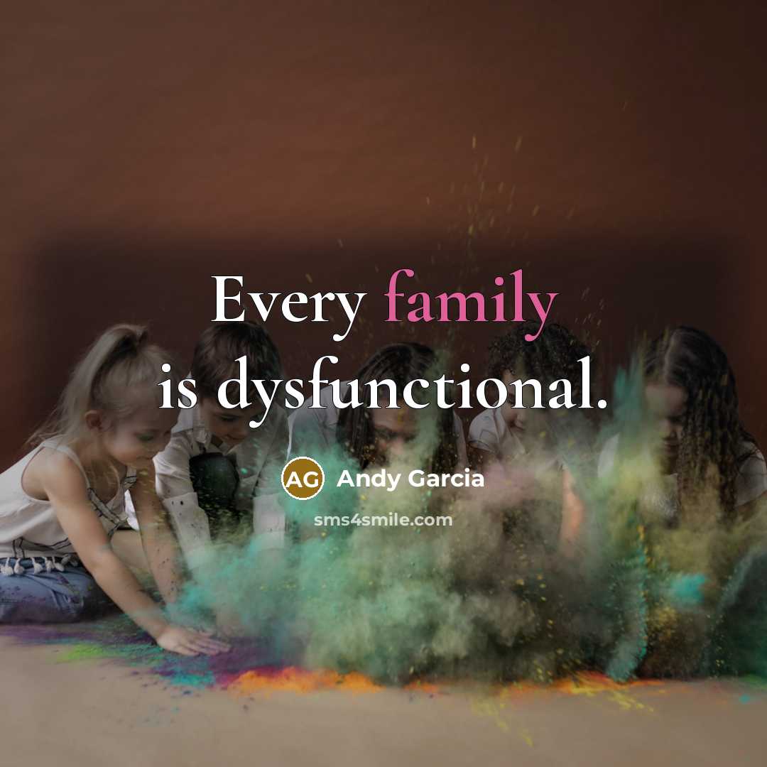 “Every family is dysfunctional.…” quote by Andy Garcia