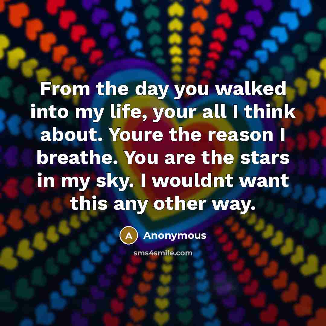 “From the day you walked into my life, your all…” quote by Anonymous
