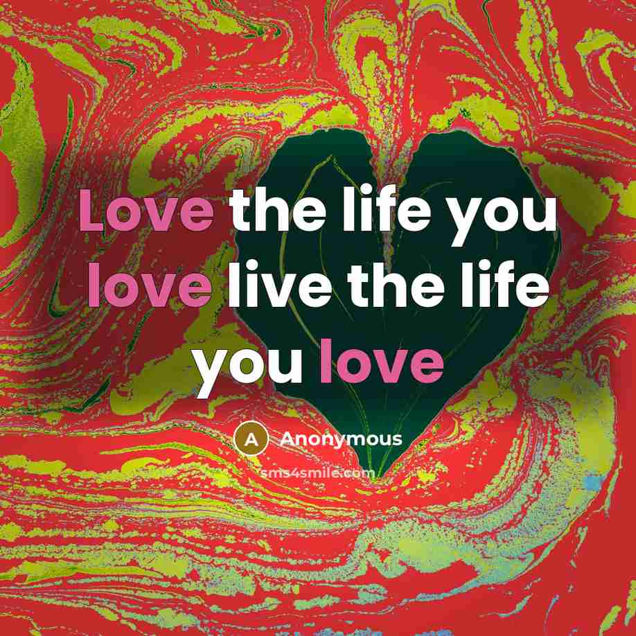 “Love the life you love live the life you love…” quote by Anonymous
