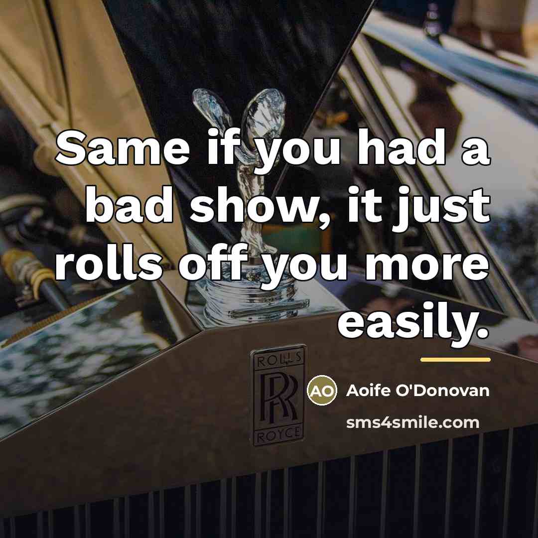 “Same if you had a bad show, it just rolls…” quote by Aoife O'Donovan