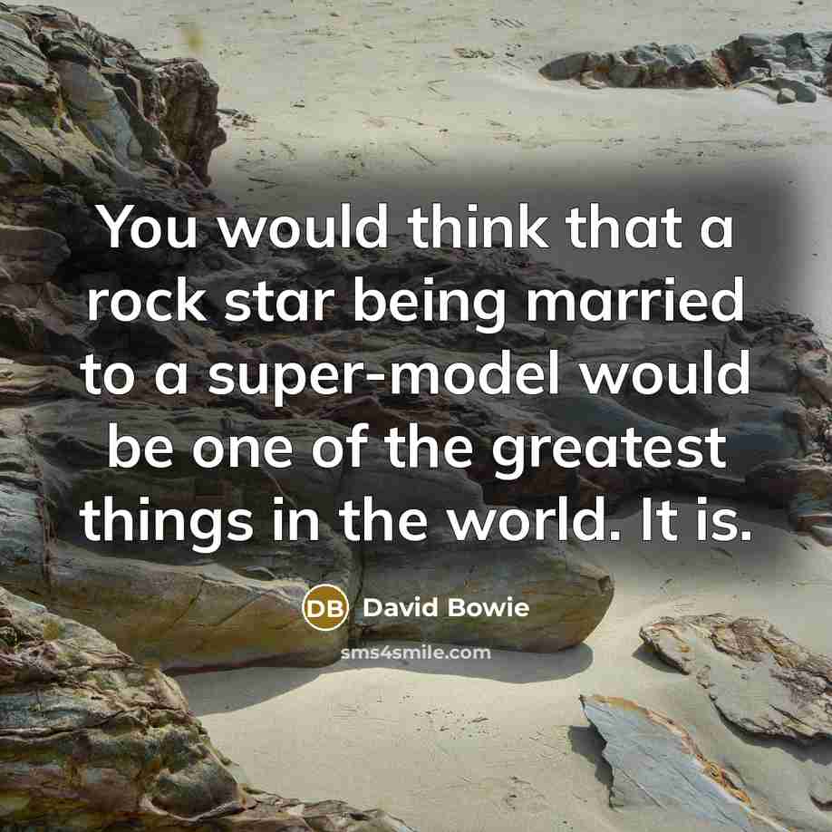 “You would think that a rock star being married to…” quote by David Bowie