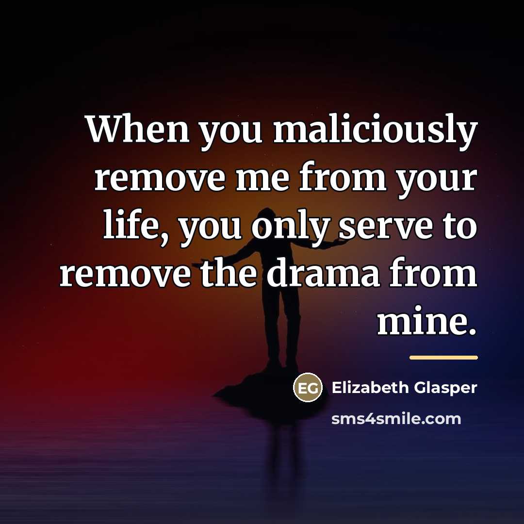 “When you maliciously remove me from your life, you only…” quote by Elizabeth Glasper