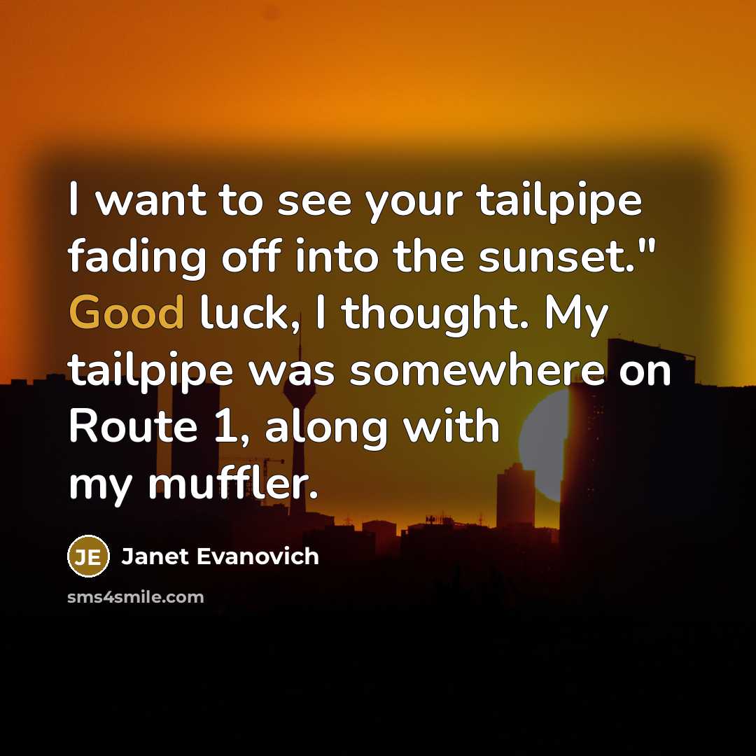 “I want to see your tailpipe fading off into the…” quote by Janet Evanovich