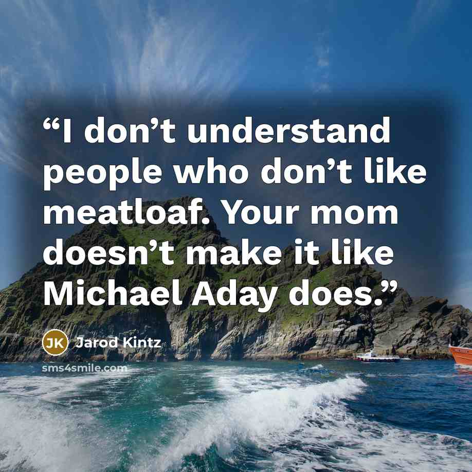 “I don’t understand people who don’t like meatloaf. Your mom doesn’t make it like Michael Aday does.” quote by Jarod Kintz