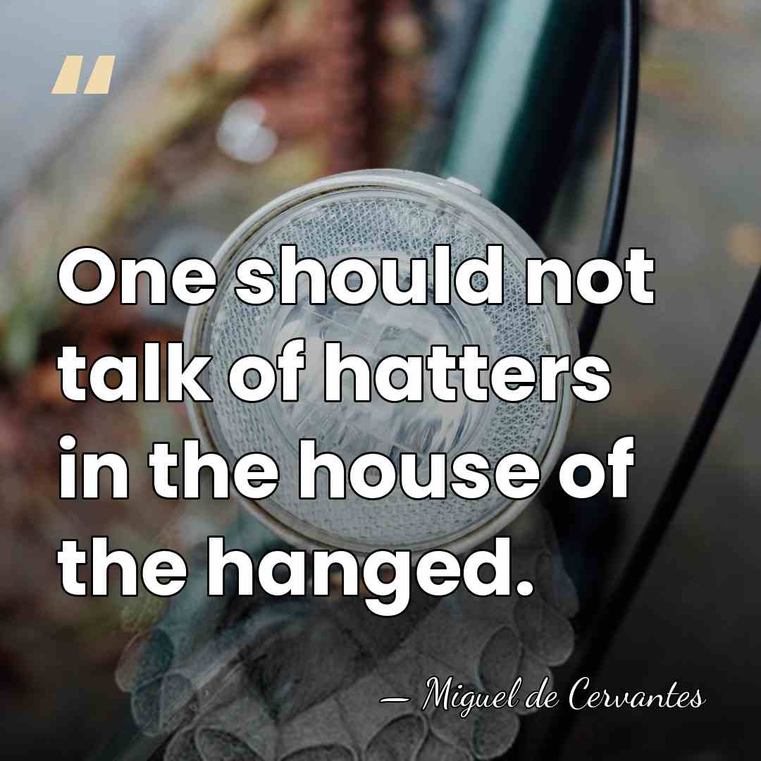 One should not talk of hatters in the house of the hanged. - Miguel de Cervantes