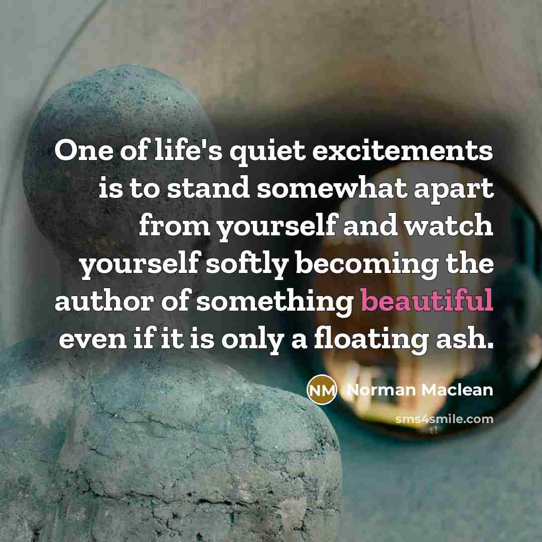 “One of life's quiet excitements is to stand somewhat apart…” quote by Norman Maclean