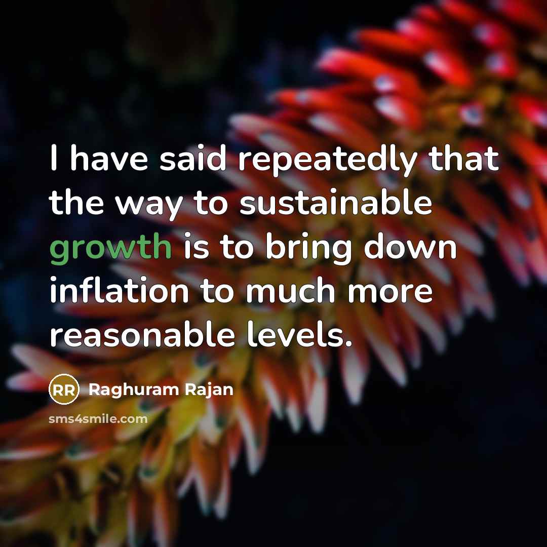 “I have said repeatedly that the way to sustainable growth…” quote by Raghuram Rajan