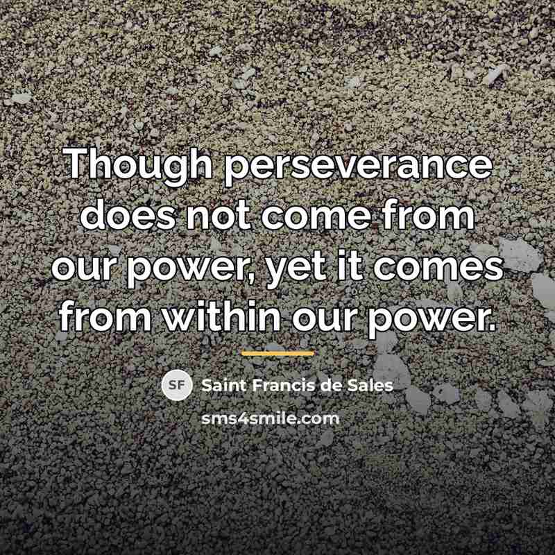 “Though perseverance does not come from our power, yet it…” quote by Saint Francis de Sales