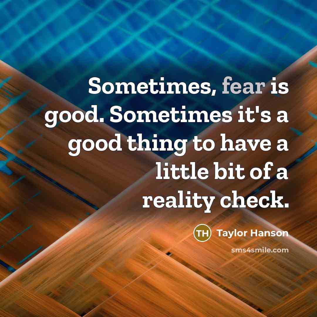 “Sometimes, fear is good. Sometimes it's a good thing to…” quote by Taylor Hanson