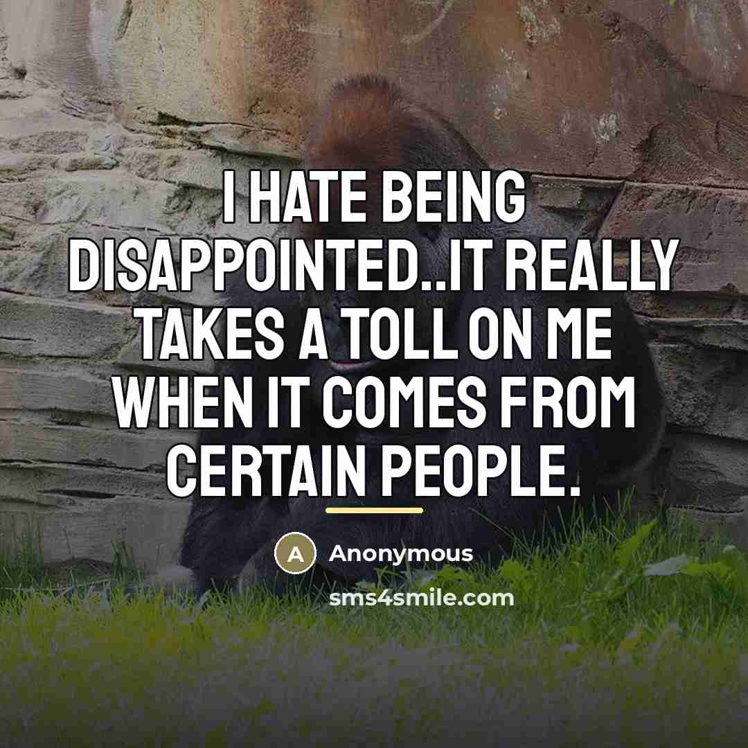 “I hate being disappointed..it really takes a toll on me…” quote by Anonymous