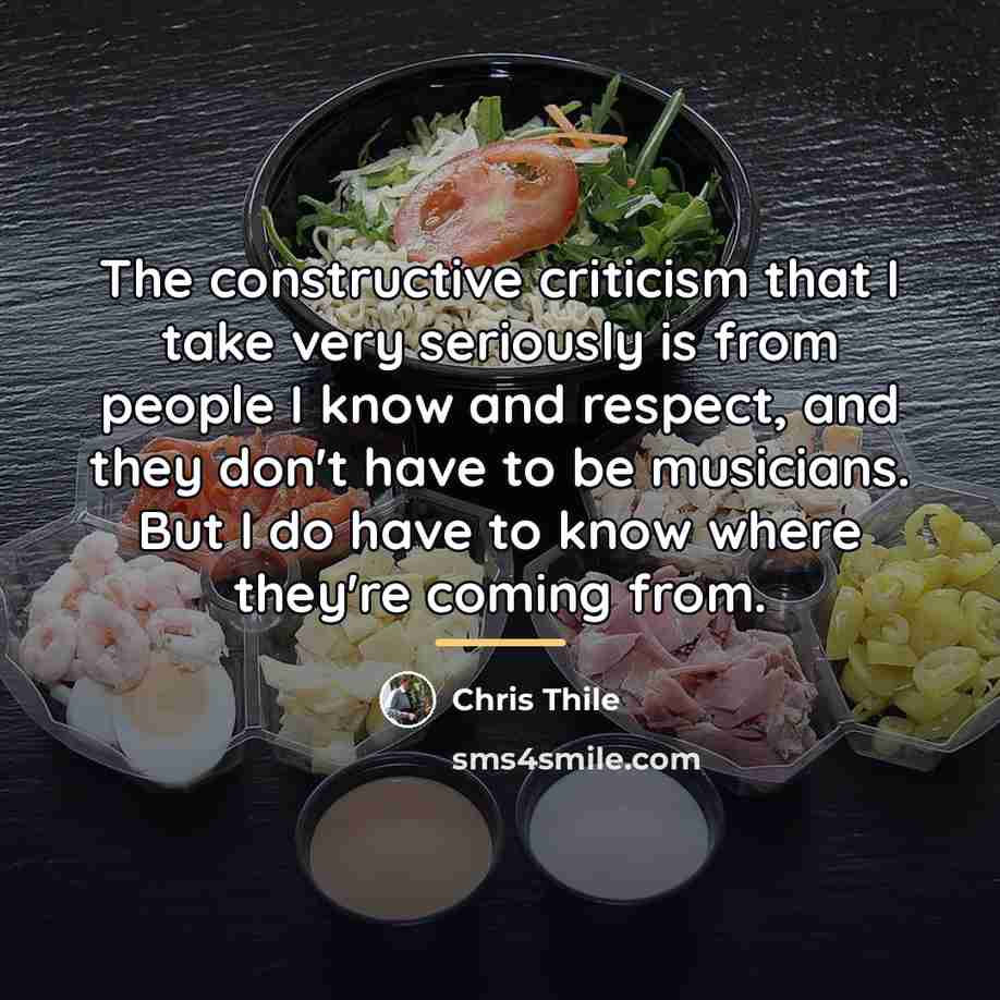 “The constructive criticism that I take very seriously is from…” quote by Chris Thile