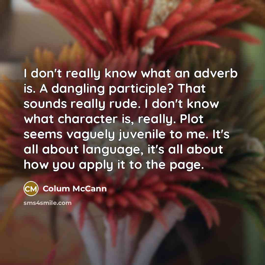 “I don't really know what an adverb is. A dangling…” quote by Colum McCann