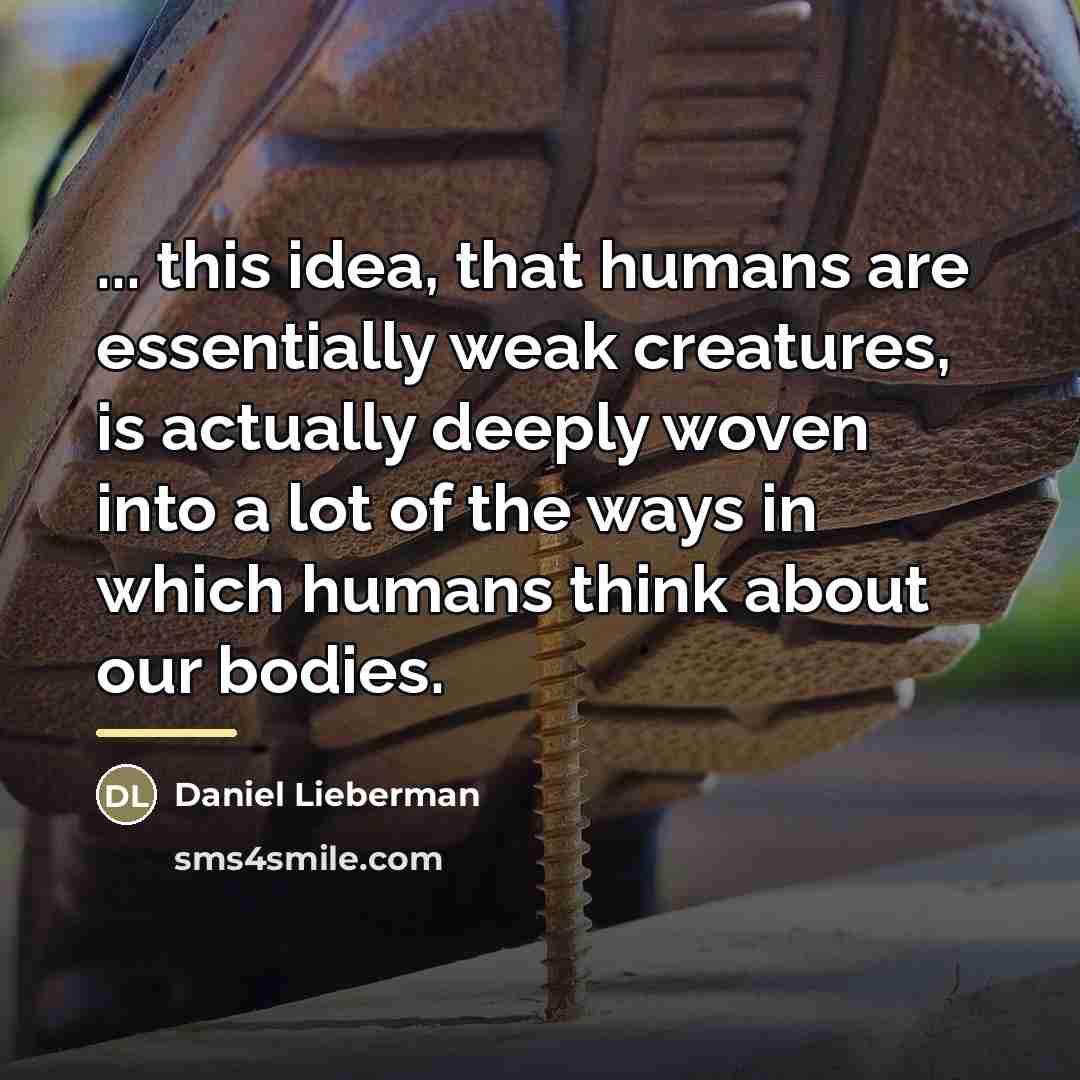 “... this idea, that humans are essentially weak creatures, is…” quote by Daniel Lieberman