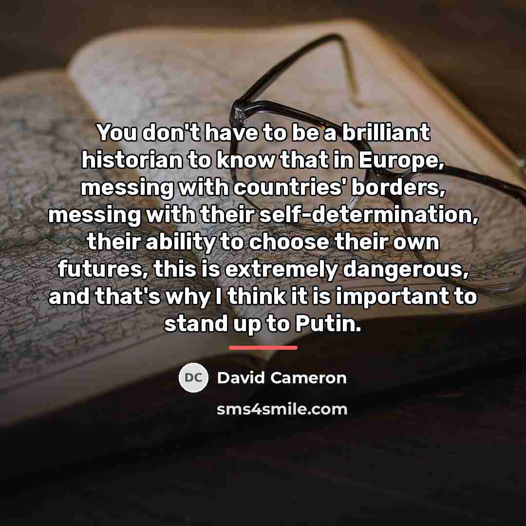 “You don't have to be a brilliant historian to know…” quote by David Cameron