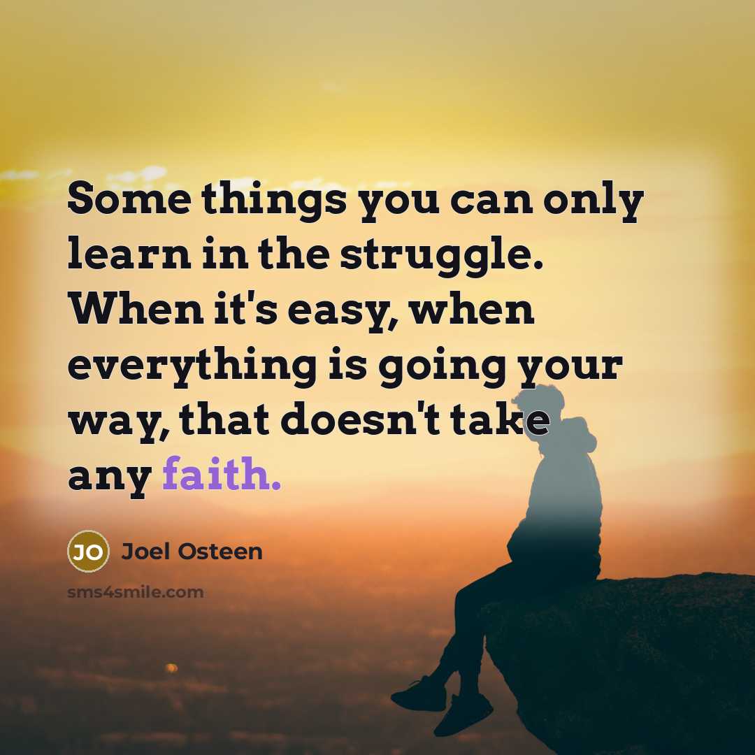 “Some things you can only learn in the struggle. When…” quote by Joel Osteen