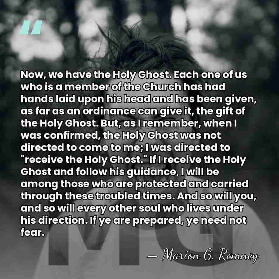 Now, we have the Holy Ghost. Each one of us who is&hellip; - Marion G. Romney