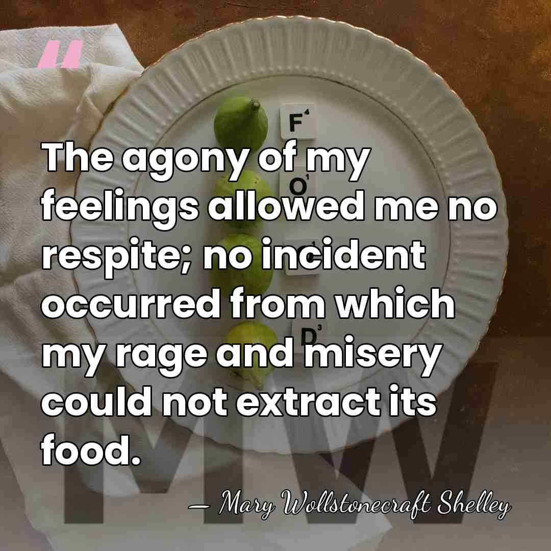 The agony of my feelings allowed me no respite; no incident occurred&hellip; - Mary Wollstonecraft Shelley