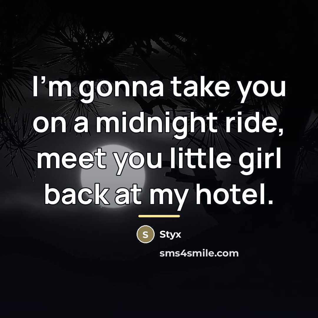 “I'm gonna take you on a midnight ride, meet you…” quote by Styx