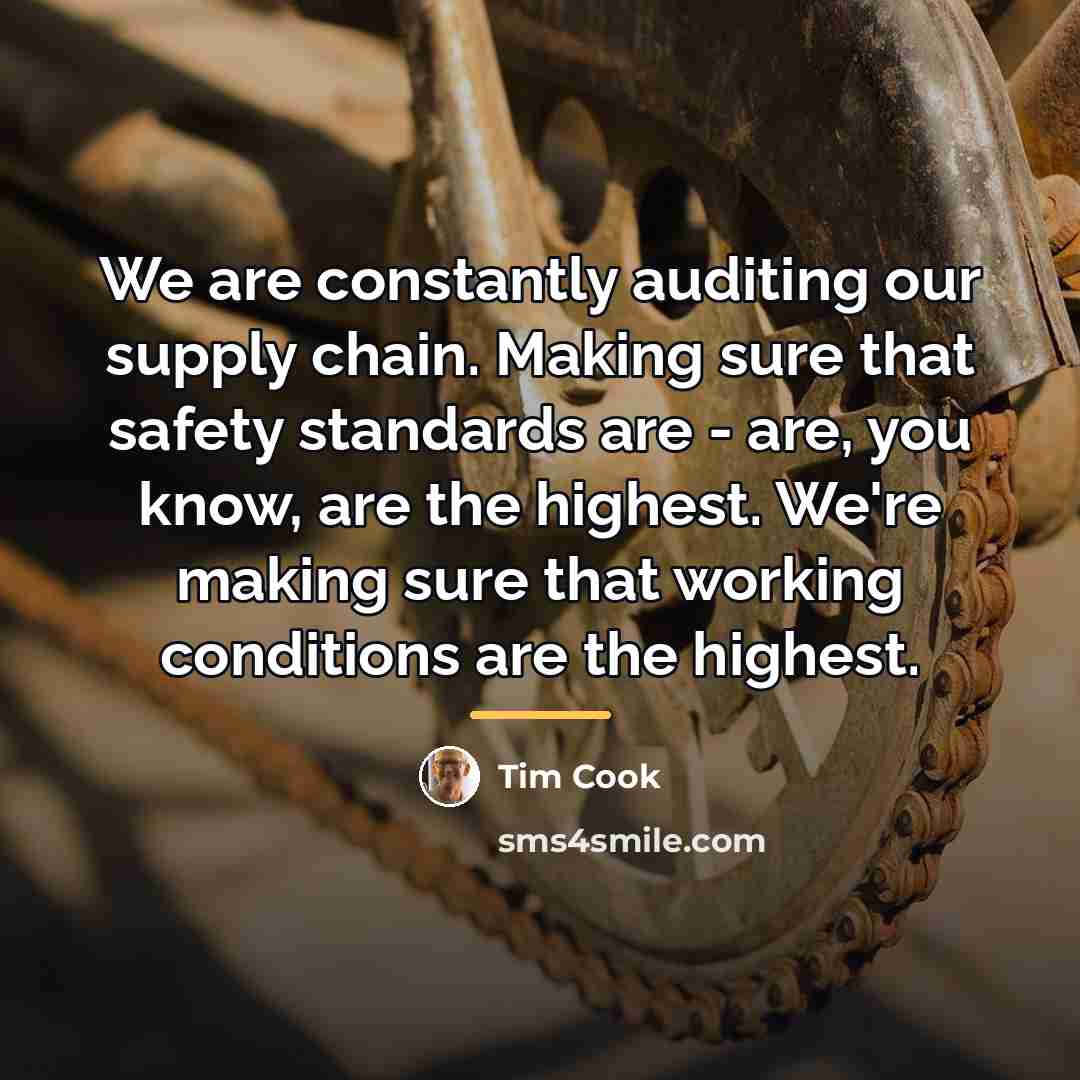 “We are constantly auditing our supply chain. Making sure that…” quote by Tim Cook