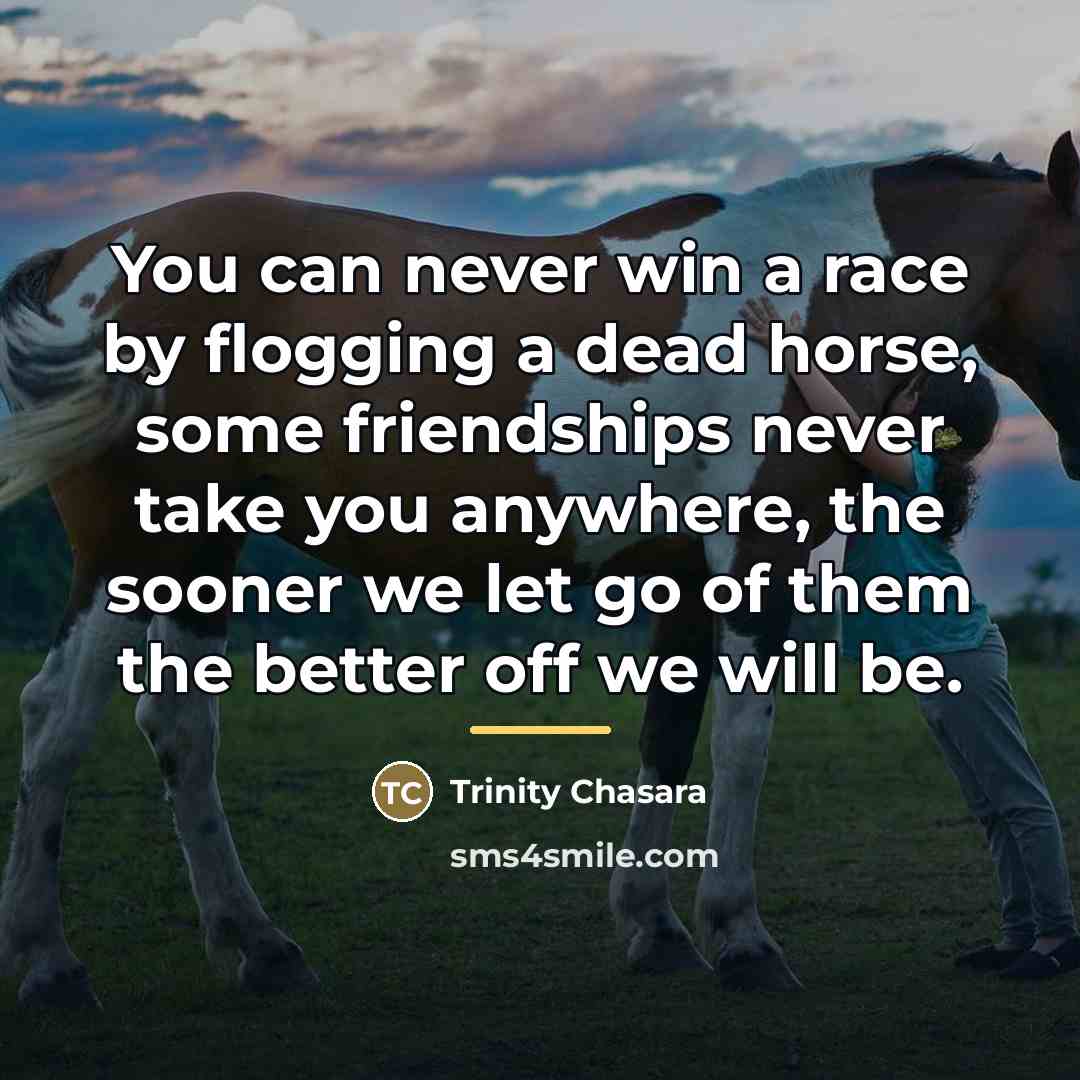 “You can never win a race by flogging a dead…” quote by Trinity Chasara