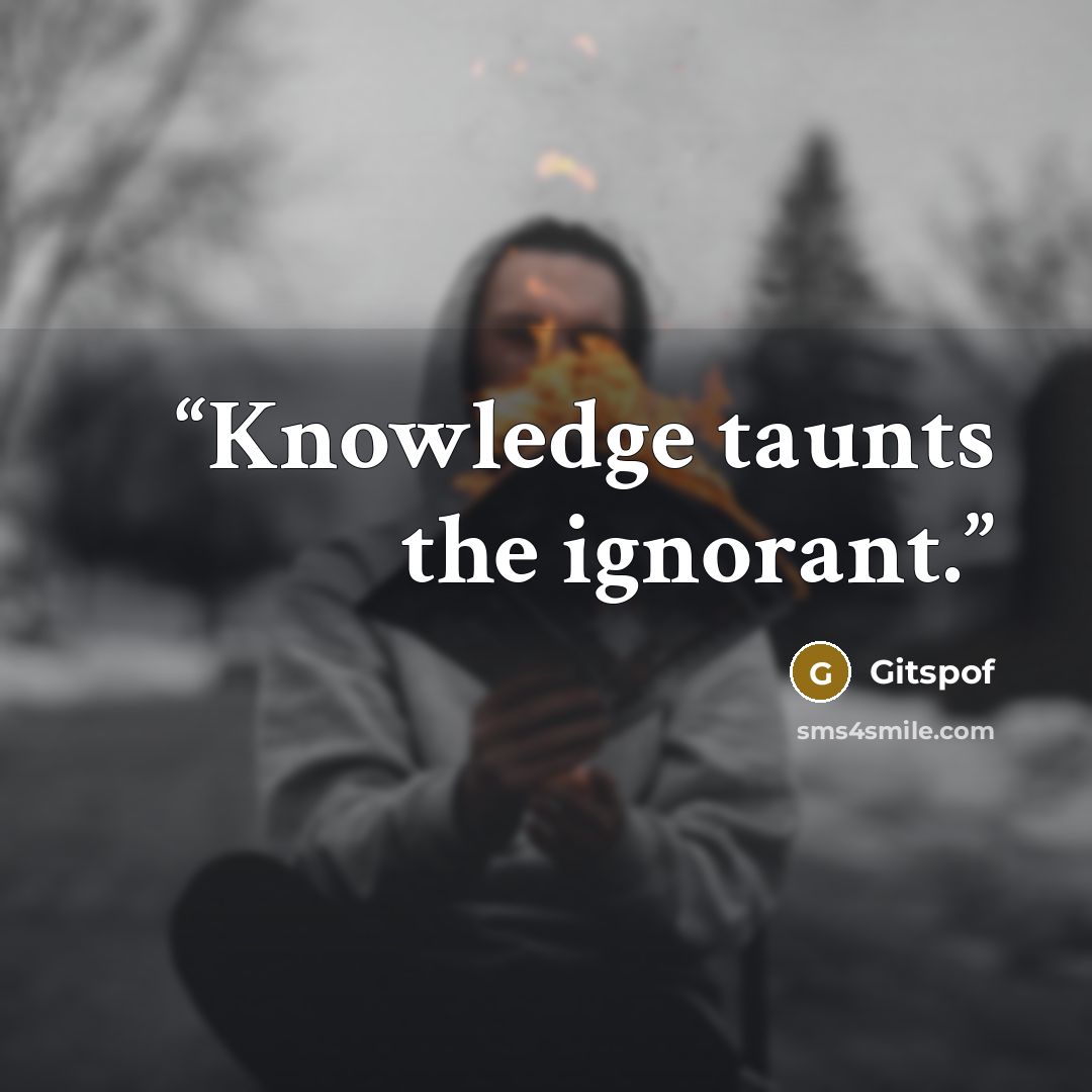 “Knowledge taunts the ignorant.” quote by Gitspof