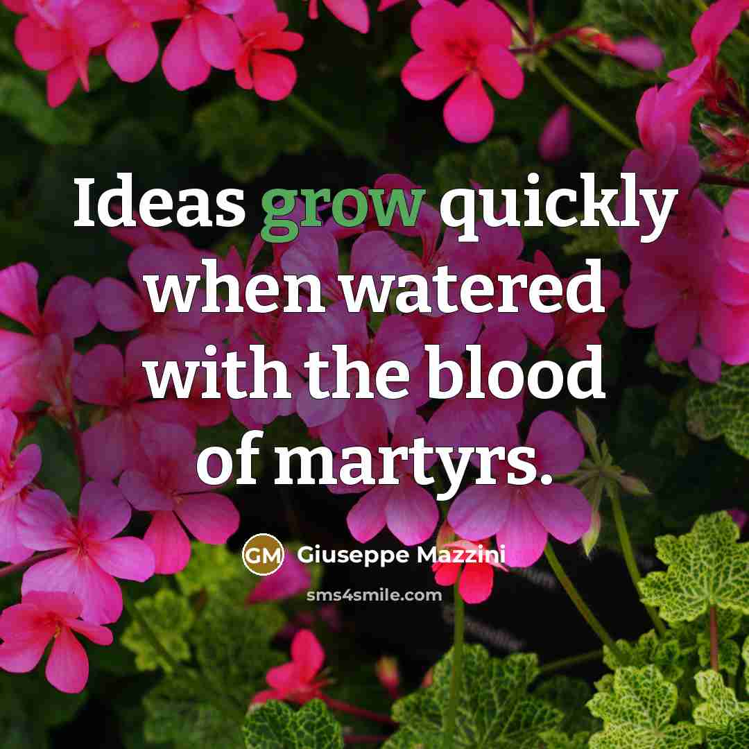 “Ideas grow quickly when watered with the blood of martyrs.…” quote by Giuseppe Mazzini