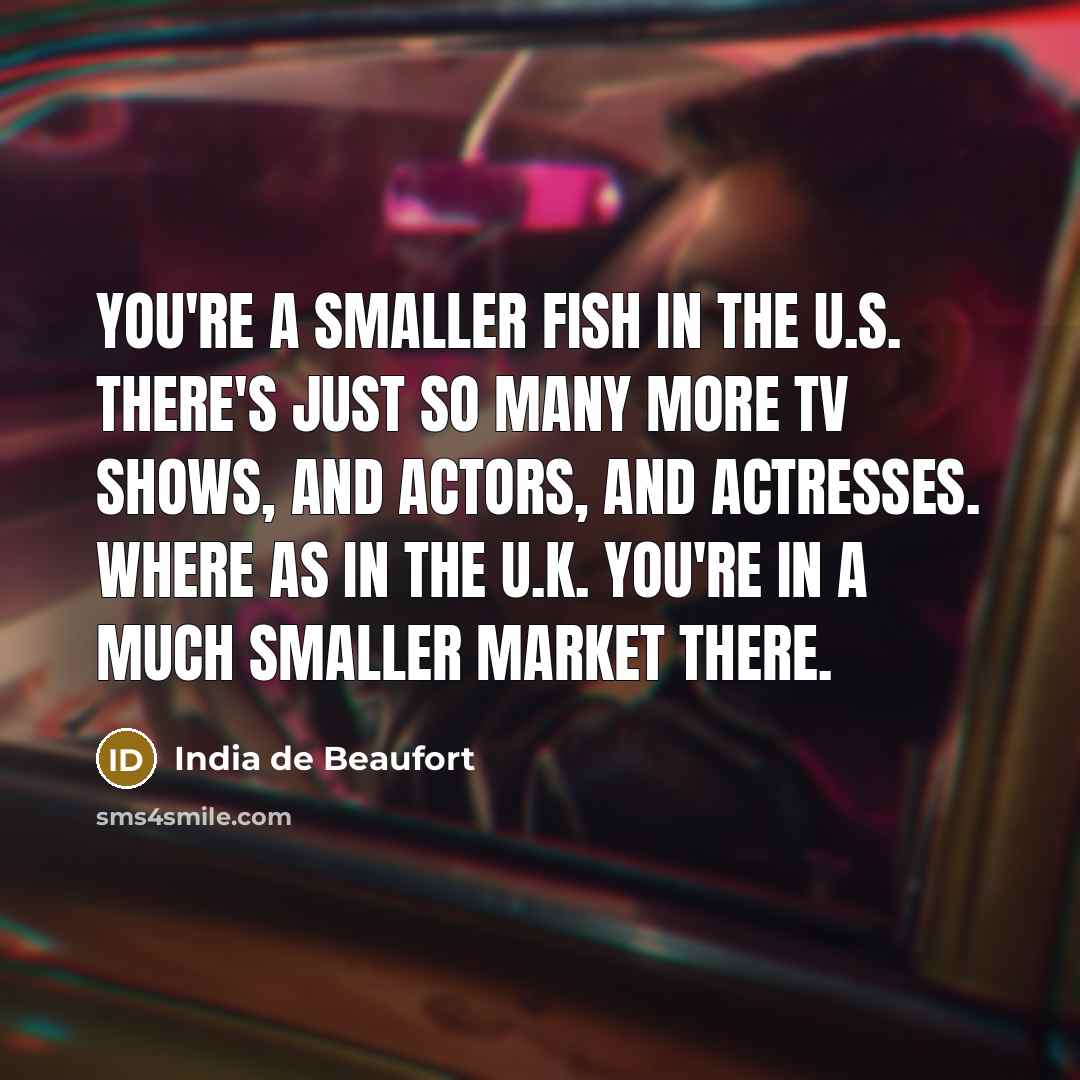 “You're a smaller fish in the U.S. There's just so…” quote by India de Beaufort