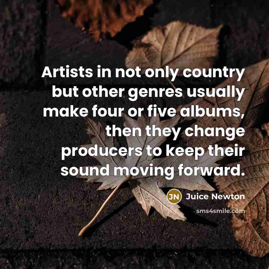 “Artists in not only country but other genres usually make…” quote by Juice Newton