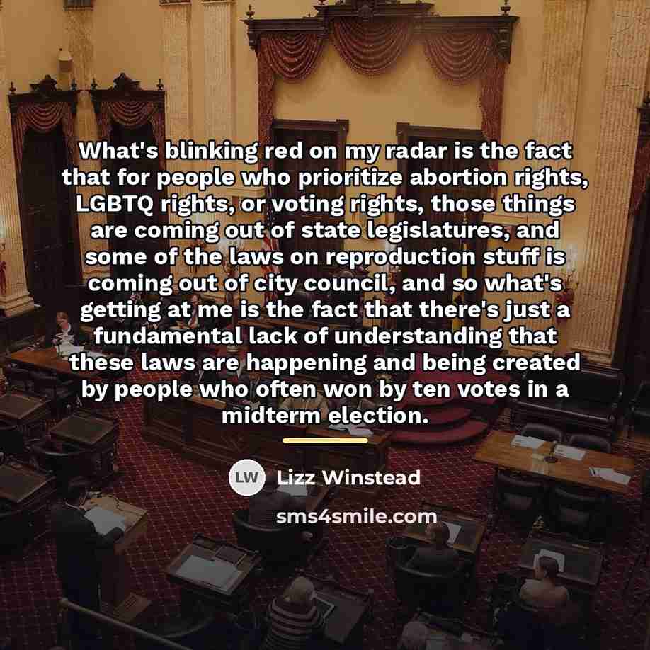 “What's blinking red on my radar is the fact that…” quote by Lizz Winstead