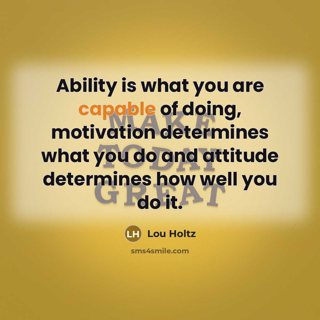 “Ability is what you are capable of doing, motivation determines…” quote by Lou Holtz