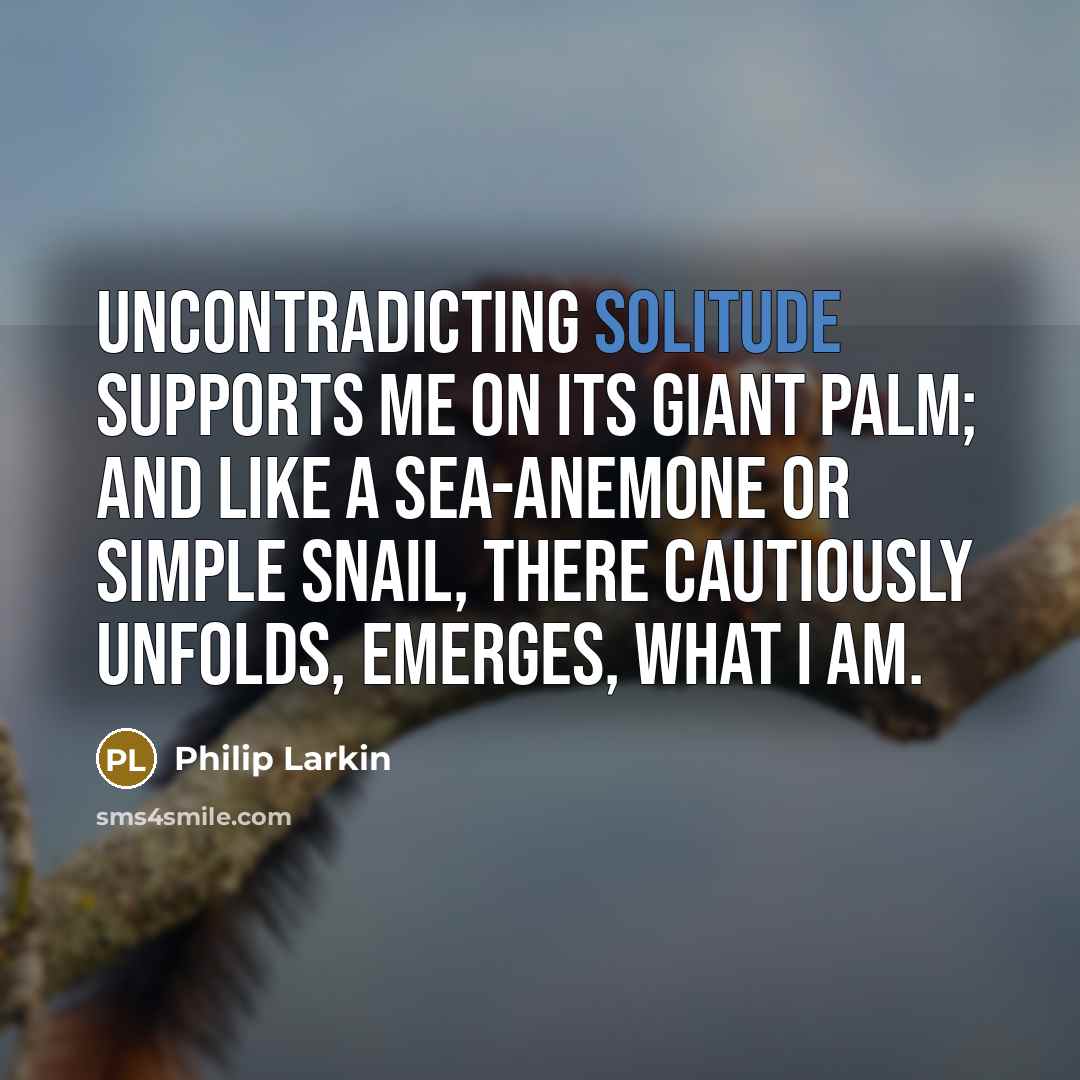 “Uncontradicting solitude Supports me on its giant palm; And like…” quote by Philip Larkin
