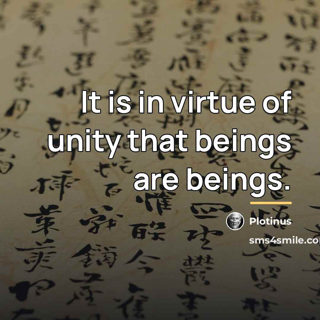 “It is in virtue of unity that beings are beings.…” quote by Plotinus