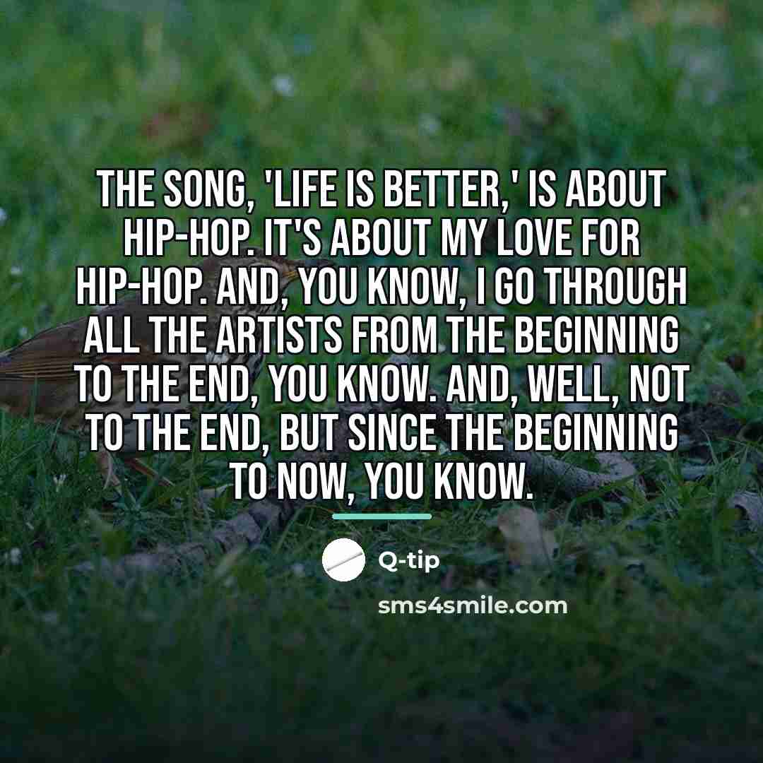 “The song, 'Life is Better,' is about hip-hop. It's about…” quote by Q-Tip