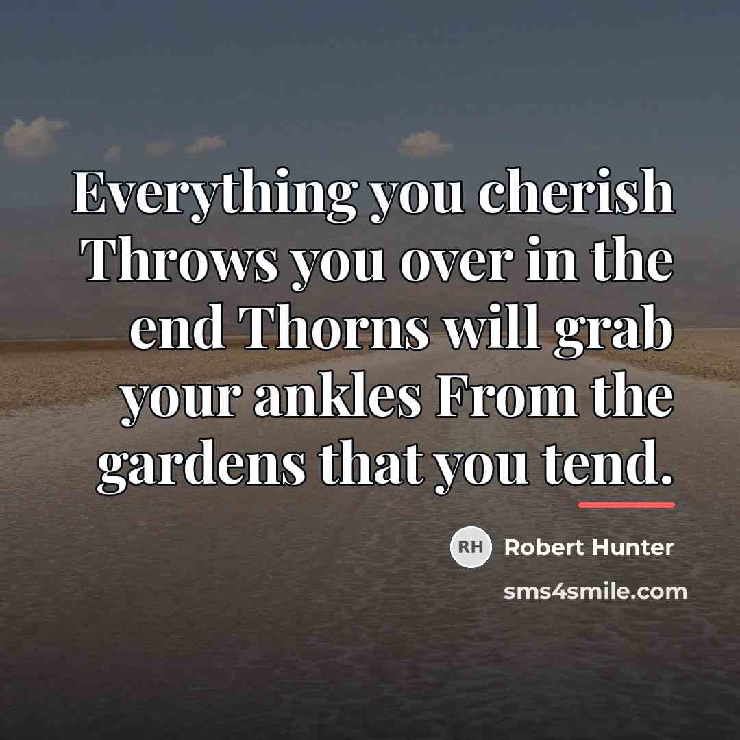 “Everything you cherish Throws you over in the end Thorns…” quote by Robert Hunter