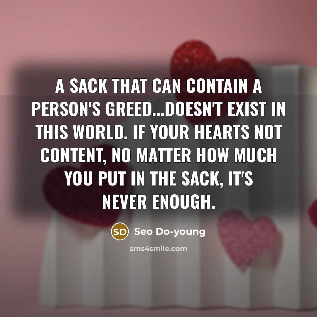 “A sack that can contain a person's greed...doesn't exist in…” quote by Seo Do-young