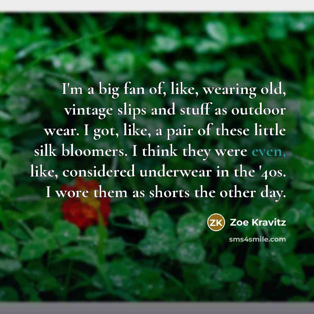 “I'm a big fan of, like, wearing old, vintage slips…” quote by Zoe Kravitz